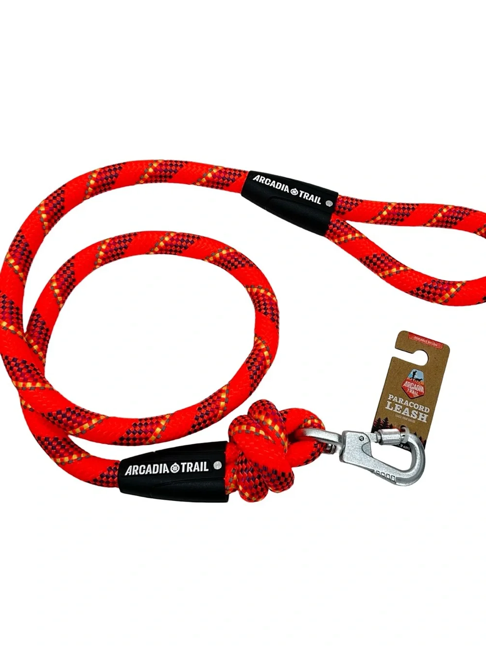 Arcadia Trail Orange Coral Paracord Dog Leash 4ft Heavy Duty NWT